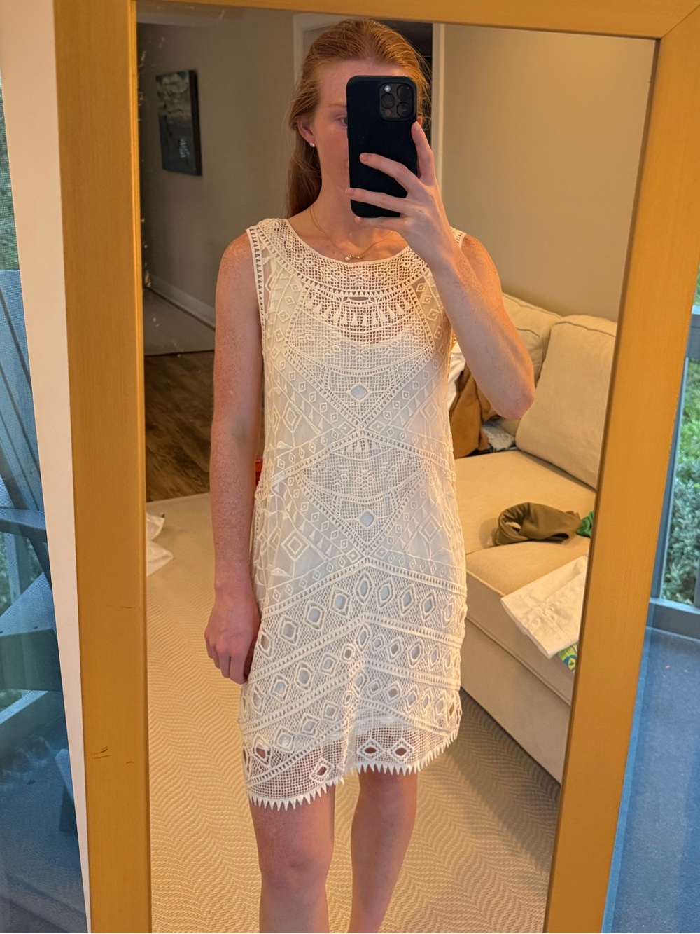 Ella Moss Ivory Crochet Lace Sleeveless Mini Dress